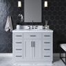 ARIEL Hepburn 43 in. W x 22 in. D x 36 in. H Bath Vanity in Grey with Pure Quartz Vanity Top in White with White Basin