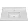 Xspracer Victoria 37 in. W x 22 in. D Quartz Rectangular Sink Vanity Top Engineered with Ceramic and Backsplash in White