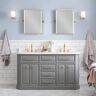 Water Creation Palace 60 in. W Bath Vanity in Cashmere Grey with Quartz Vanity Top with White Basin and Satin Brass F2-0012 Faucets
