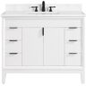 Avanity Emma 43 in. W x 22 in. D Bath Vanity in White with Engineered Stone Vanity Top in Cala White with White Basin