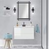 Home Decorators Collection Crawley 36 in. W x 18 in. D x 35 in. H Single Sink Floating Bath Vanity in White Gloss with White Porcelain Top