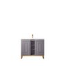 James Martin Vanities Alicante 39.4 in. W x 15.6 in. D x 35.5 in. H Bath Vanity in Grey Smoke & Gold with White Glossy Resin Top