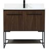 Simply Living 36 in. W x 18 in. D x 33.5 in. H Bath Vanity in Walnut with Ivory White Engineered Marble Top