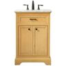 Simply Living 24 in. W x 21.5 in. D x 35 in. H Bath Vanity in Natural Wood with Carrara White Marble Top