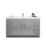 Moreno Bath Elsa 59.06 in. W x 19.69 in. D x 35.44 in. H Bathroom Vanity in High Gloss Gray with White Acrylic Top