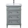 Felix 24 in. W x 18.5 in D. x 34.5 in. H Bathroom Vanity in Gray with White Ceramic Top