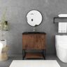 Allen 30 in. W x 19 in. D x 34 in. H Single Sink Freestanding Bathroom Vanity in Rose Wood with Black Solid Surface Top