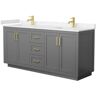 Wyndham Collection Miranda 72 in. W x 22 in. D x 33.75 in. H Double Sink Bathroom Vanity in Dark Gray with Carrara Cultured Marble Top