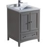 Fresca Oxford 24 in. Traditional Bathroom Vanity in Gray with Quartz Stone Vanity Top in White with White Basin