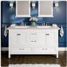 Eviva Britney 60 in. W x 22 in. D x 34 in. H Double Bath Vanity in White with White Carrara Marble Top with White Sinks