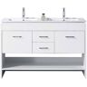 Virtu USA Gloria 48 in. W Bath Vanity in White with Ceramic Vanity Top in Slim White Ceramic with Square Basin