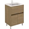 Band 24 in. W x 18 in. D x 34 in. H Bath Vanity in Toffee Walnut with White Vanity Top with White Basin