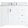 Simply Living 42 in. W x 22 in. D x 34 in. H Bath Vanity in White with Calacatta White Engineered Marble Top