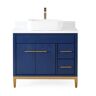 Benton Collection Beatrice Vessel - Blue 36 in. W x 22 in. D x 31 5/8 in. H Bathroom Vanity in Blue Color with White Quartz Top