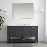 SUDIO Arlo 60 in. W x 22 in. D x 34 in. H Bath Vanity in Dark Gray with Engineered Stone Top in Ariston White with White Sink