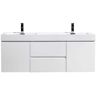 Fortune 60 in. W Bath Vanity in High Gloss White with Reinforced Acrylic Vanity Top in White with White Basins