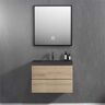 Abruzzo Angela 30 in. W x 18.7 in. D x 20.5 in. H Wall Mounted Bathroom Vanity in Natural Oak with Black Quartz Sand Sink