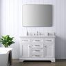 SUDIO Thompson 48 in. W x 22 in. D Bath Vanity in White with Engineered Stone Vanity in Carrara White with White Sink