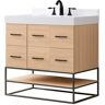 Direct vanity sink OakVista Exclusive 36 in. W x 23 in. D x 36 in. H Single Bath Vanity in Oak with White Culture Marble Top