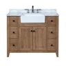Ari Kitchen and Bath Sally 42 in. Single Bath Vanity in Ash Brown with Marble Vanity Top in Carrara White with Farmhouse Basin