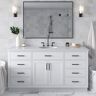 ARIEL Hepburn 67 in. W x 22 in. D x 36 in. H Freestanding Bath Vanity in White with Pure White Quartz Top