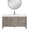ROSWELL León 60 in. W x 22 in. D x 34 in. H Single Sink Bath Vanity in Fir Wood Grey with White Composite Stone Top and Mirror