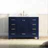 SUPREME WOOD Whitney 48 in. W x 22 in. D x 36.2 in. H Bath Vanity in Navy Blue with White Marble Vanity Top with White Basin