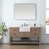 SUDIO Wesley 60 in. W x 22 in. D Bath Vanity in Weathered Natural with Engineered Stone Top in Ariston White with White Sink