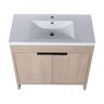 Quality Durable 36 in. W x 18 in. D x 34 in. H Freestanding Bath Vanity in Plain Light Oak with White Resin Sink Top