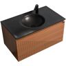 BATHLYN Sebastian 35.6 in. W x 20.5 in. D x 18.2 in. H Single Sink Bath Vanity in Dark Walnut with Matt Black Resin Top