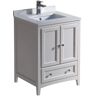 Fresca Oxford 24 in. Bath Vanity in Antique White with Quartz Stone Vanity Top in White with White Basin