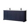 Wyndham Collection Avery 80 in. W x 22 in. D x 35 in. H Double Bath Vanity in Dark Blue with Carrara Cultured Marble Top