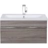 Cutler Kitchen and Bath Trough 30in. W x 16in. D x 15in. H Sink Wall-Mounted Bathroom Vanity Side Cabinet in Dorato with Acrylic Top in White