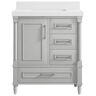 Willow Collections Hudson 30 in. W x 22 in. D x 36 in. H Bath Vanity in Coventry Gray with 2 in. White Quartz Top