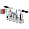 Kingston Kaiser 4 in. Centerset 2-Handle Bathroom Faucet with Plastic Pop-Up in Polished Chrome