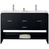 Virtu USA Gloria 48 in. W Bath Vanity in Espresso with Ceramic Vanity Top in White with Square Basin and Mirror