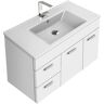 Nameeks Loren 33 in. W x 17.5 in. D x 21.8 in. H Bathroom Vanity in Glossy White with Ceramic Vanity Top and Basin in White