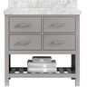 Willow Collections Parker 36 in. W x 22 in. D x 36 in. H Center Sink Bath Vanity in Elephant Gray with 2 in. Carrara Marble Top