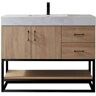 ROSWELL Alistair 42 in. W x 22 in. D x 33.9 in. H Bath Vanity in Oak with White Grain Stone Vanity Top with Basin