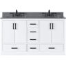 Altair Monna 60 in. W x 22 in. D x 34 in. H Bath Vanity in White with Concrete Grey Composite Stone Top