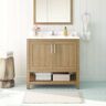 OVE Decors Vegas 36 in. W x 19 in. D x 34 in. H Single Sink Bath Vanity in White Oak with White Engineered Stone Top