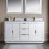 WOODBRIDGE Venice 61 in. W x 22 in. D x 38 in. H Bath Vanity in White with Marble Vanity Top in Carrara White with White Basin