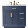 Altair Ivy 36 in. Bath Vanity in Royal Blue with Carrara Marble Vanity Top in White with White Basin