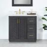 Altair Gazsi 36 in. W x 22 in. D x 34 in. H Bath Vanity in Brown Oak with Grain White Composite Stone Top