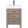 ROSWELL León 24 in.W x 22 in.D x 34 in.H Single Sink Bath Vanity in Fir Wood Grey with White Composite Stone Top