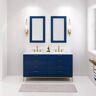 Water Creation Bristol 60 in. W x 21.5 in. D Vanity in Monarch Blue with Marble Top in White with White Basin and Hook Faucet