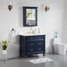 ANGELES HOME 36 in. W x 22 in. D x 35 in. H Single Sink Bathroom Vanity Medicine Cabinet in Navy Blue with White Quartz Top