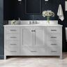 ARIEL Cambridge 61 in. W x 22 in. D x 35.25 in. H Bath Vanity in Grey with Marble Vanity Top in White with Basin