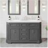 Eviva Glory 60 in W x 22 in. D x 33 in. H Double Bathroom Vanity in Dark Gray with White Carrara Marble Top with White Sinks