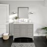 Eviva New Jersey 42 in. W x 22 in. D x 34 in. H Freestanding Single Sink Bath Vanity in Gray with White Carrara Marble Top